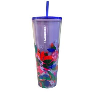 STARBUCKS 2023 Periwinkle Poinsettia Bouquet 24oz Color Changing Tumbler